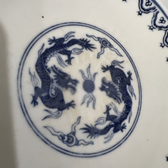 Pier 1 Imports Plates Chinese Blue Double Dragons Set of 4 (2 ~8.75" & 2 ~ 7.5") - Picture 12 of 16